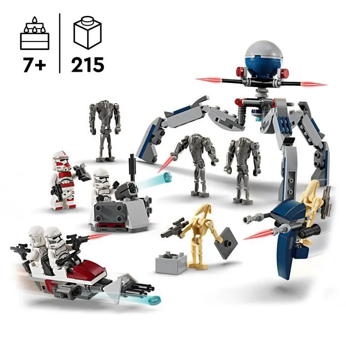 Lego 75372 Star Wars Paquete de Batalla de Soldados Clon y Droides de Batalla con Moto Speeder y Minifigura 1