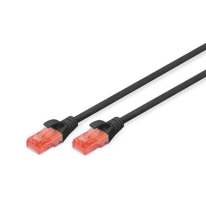 Digitus Cable de Red Patch Cord CAT 6 U-UTP LSZH Cobre AWG 26/7 0.50 m Negro, 250 MHz, con protección para conector y anti-doblez