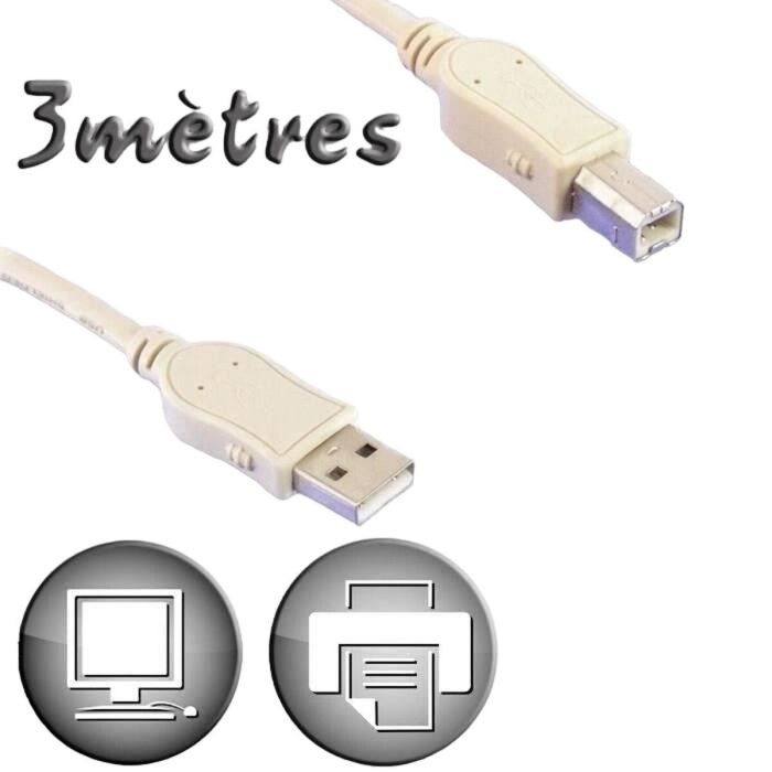 Cable USB 2.0 A a USB B Lineaire 3 m Beige 1 Cable USB 2.0 A a USB B Lineaire 3 m Beige 1