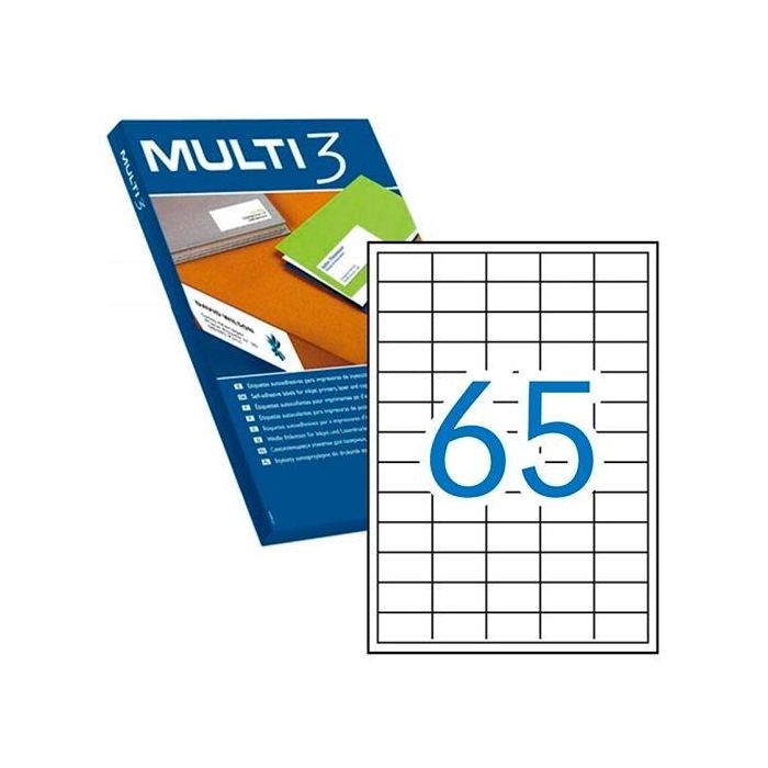 Multi-3 Etiquetas Adhesivas 38x21,2 mm para Inkjet y Láser, Color Blanco Multi-3 Etiquetas Adhesivas 38x21,2 mm para Inkjet y Láser, Color Blanco