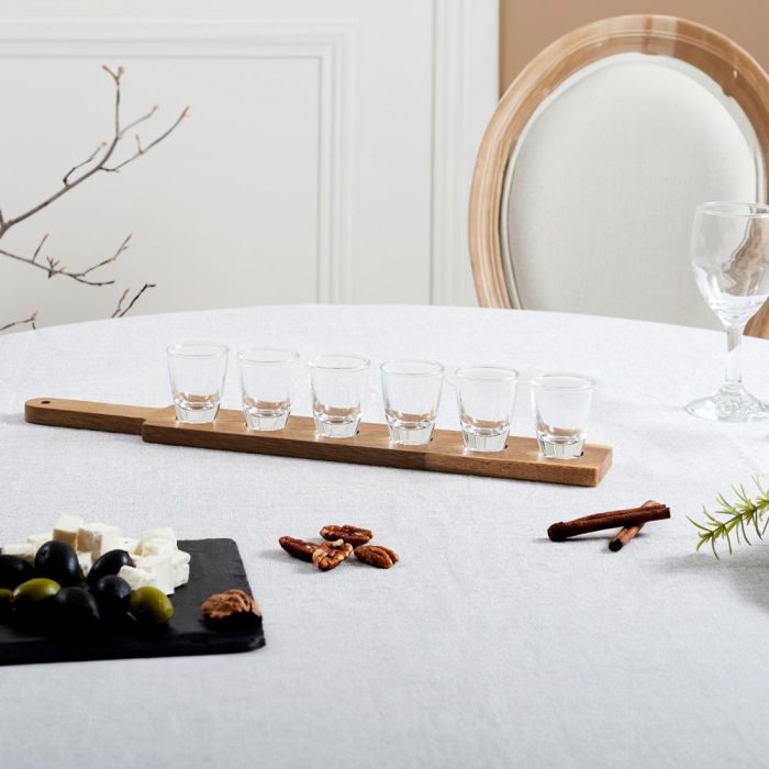 Juego De 6 Chupitos Con Tabla Acacia Cook Concept 6