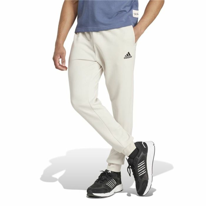 Pantalón Largo Deportivo Adidas Essentials Fleece Regular Tapered Blanco 4 Pantalón Largo Deportivo Adidas Essentials Fleece Regular Tapered Blanco 4