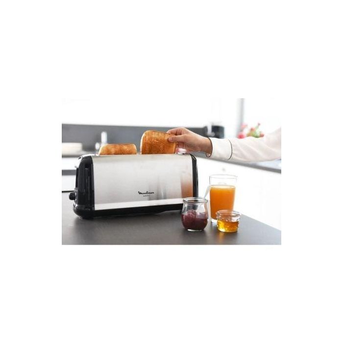 Moulinex LS260800 Tostador Subito Select 1000W Ranura Larga, Acero Inoxidable Negro, 7 Niveles, Descongelar/Recalentar 2 Moulinex LS260800 Tostador Subito Select 1000W Ranura Larga, Acero Inoxidable Negro, 7 Niveles, Descongelar/Recalentar 2
