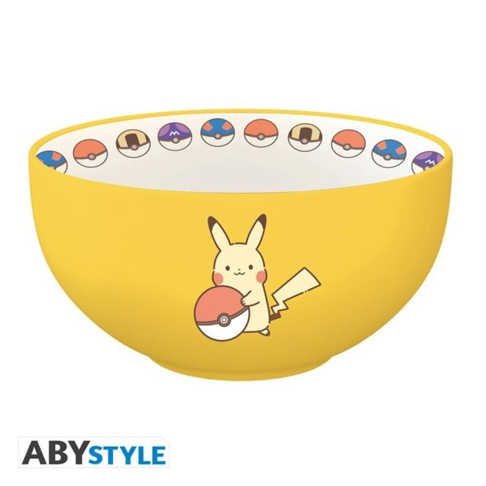 Abystyle Bowl Pokémon Pikachu Electric Type 600 ml - Stoneware apto para microondas y lavavajillas, diseño japonés oficial