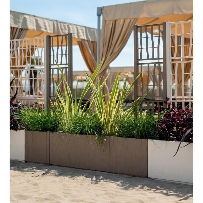 Stefanplast STE8003507688032 Jardinera Cuadrada con enrejado ETHICA Taupe 38 L 4
