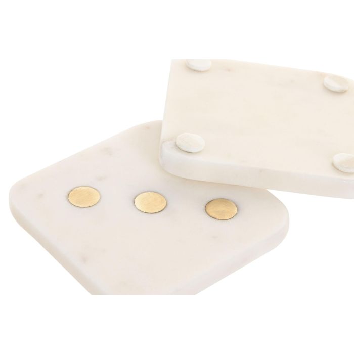 Posavasos Glam DKD Home Decor Blanco Dorado 10 x 5 x 10 cm Set de 4 (2 Unidades) 3 Posavasos Glam DKD Home Decor Blanco Dorado 10 x 5 x 10 cm Set de 4 (2 Unidades) 3