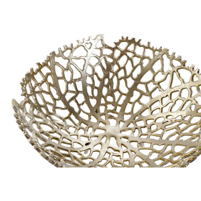 DKD Home Decor Centro de Mesa Grande Moderno de Aluminio Dorado con Textura de Coral Decorativa para Salón, 34x34x12 cm 2