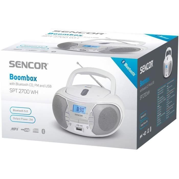 Reproductor de radio CD - SENCOR - SPT 2700 WH - 3 W - CD / Bluetooth / MP3 - Blanco 2