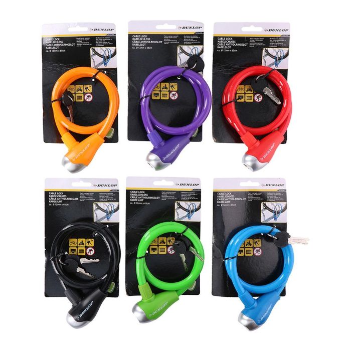 Dunlop Candado de Cable ø12mm 65cm Colores Surtidos para Bicicleta 2
