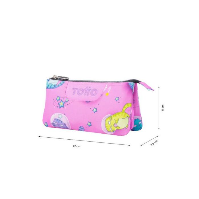 Totto Estuche Escolar Tres Compartimentos Gatos Astronautas AC52ECO012-2310Z-9I9 1