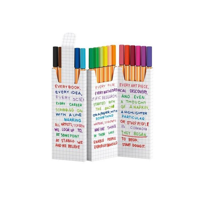 Stabilo Rotulador Point 88 - Estuche Zig Zag 18 Unidades, 65 Colores Incluyendo Neon