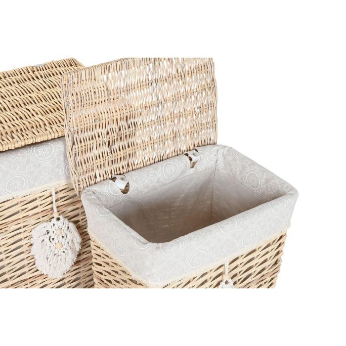 DKD Home Decor Cesta de Ropa Boho Natural 35 x 55 x 47 cm - Set de 5 Cestas de Mimbre y Poliéster 3
