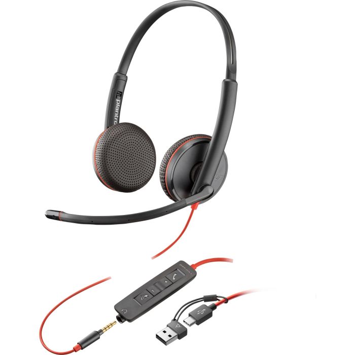 HP Auriculares Blackwire C3225 Diadema Estéreo con Micrófono, Control de Volumen, Jack 3.5 mm con Adaptador USB-C a USB-A Negro 0 HP Auriculares Blackwire C3225 Diadema Estéreo con Micrófono, Control de Volumen, Jack 3.5 mm con Adaptador USB-C a USB-A Negro 0