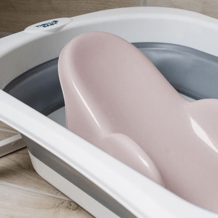 Thermobaby Hamaca de Baño Atoll Reclinable para Bebés Recién Nacidos hasta 8 Meses (max. 8 kg) - Ideal para Bañera, Rosa Polvo 4