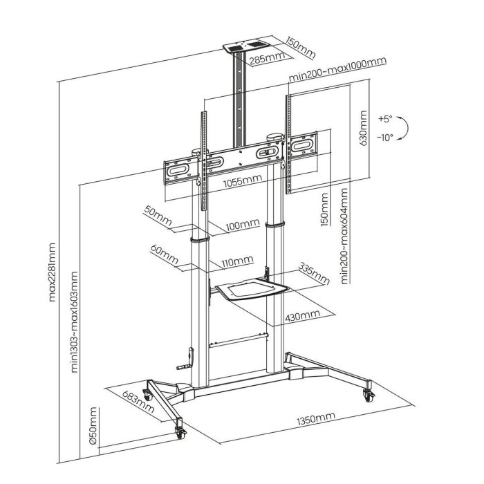 Soporte TV Aisens FT100TE-171 60" 100" 100 kg 1