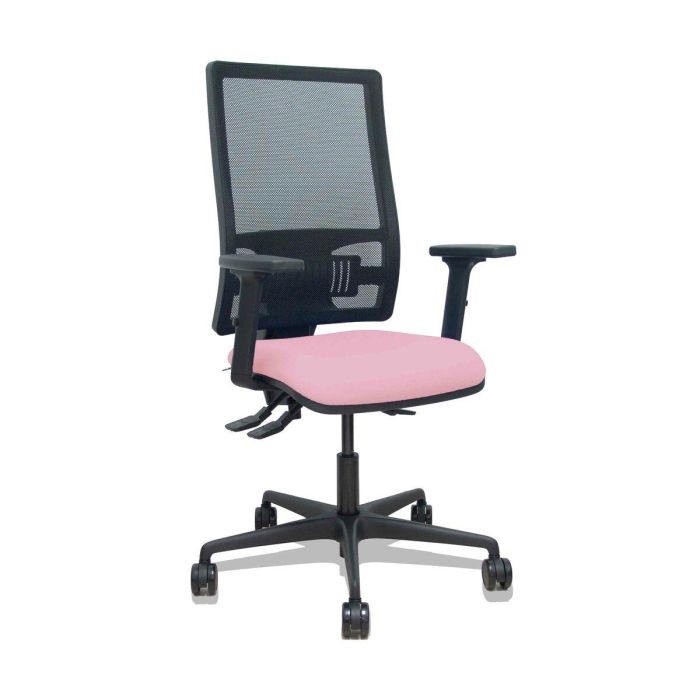 PIQUERAS Y CRESPO Silla Bormate asincro malla negra asiento bali rosa brazos 2D ruedas 65mm PIQUERAS Y CRESPO Silla Bormate asincro malla negra asiento bali rosa brazos 2D ruedas 65mm