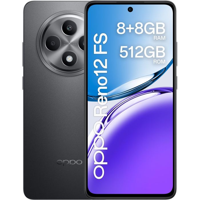 Oppo 110010234348 Smartphone Reno 12 FS 8GB/512GB, Pantalla 6.67" AMOLED 120Hz, Cámara 50MP, 4G, 5000mAh, Gris
