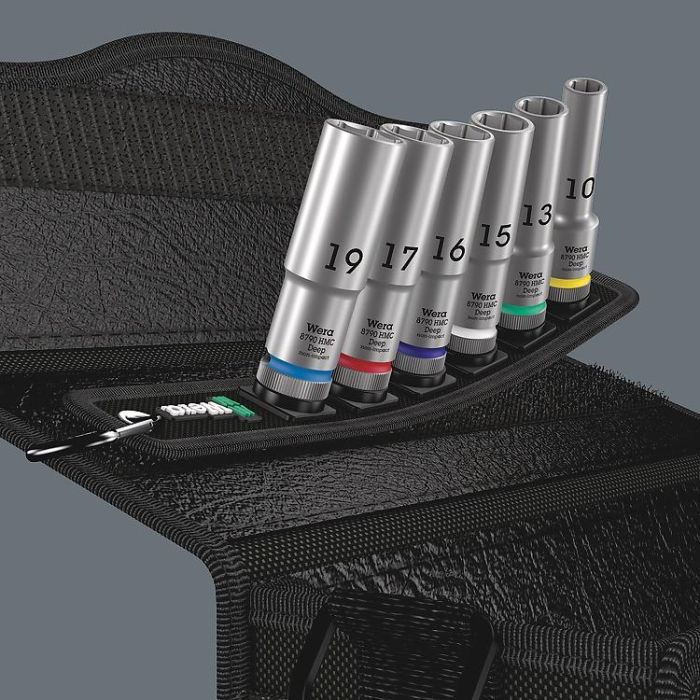Wera 05004565001 Juego de Enchufes Belt C Deep 1, 1/2", Métrico 10, 13, 15, 16, 17, 19 mm, 6 Piezas con Estuche 3