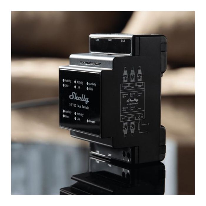 Shelly Relais Interruptor Inteligente 5 Puertos 10/100 Mbit Carril DIN Negro 110-240V 2 Shelly Relais Interruptor Inteligente 5 Puertos 10/100 Mbit Carril DIN Negro 110-240V 2