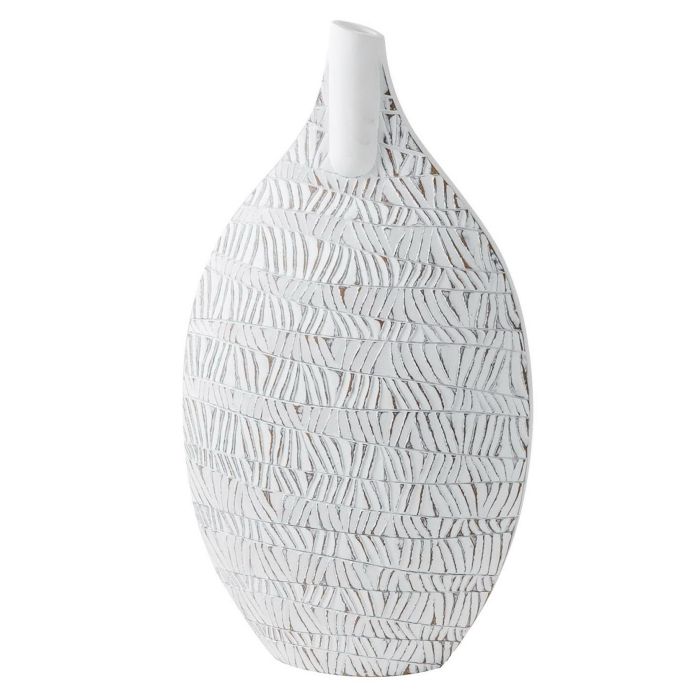 DKD Home Decor Jarrón Decorativo Moderno de Resina Blanco para Salón y Hogar Colección Nokko - 13x57x32 cm (Largo x Alto x Ancho)