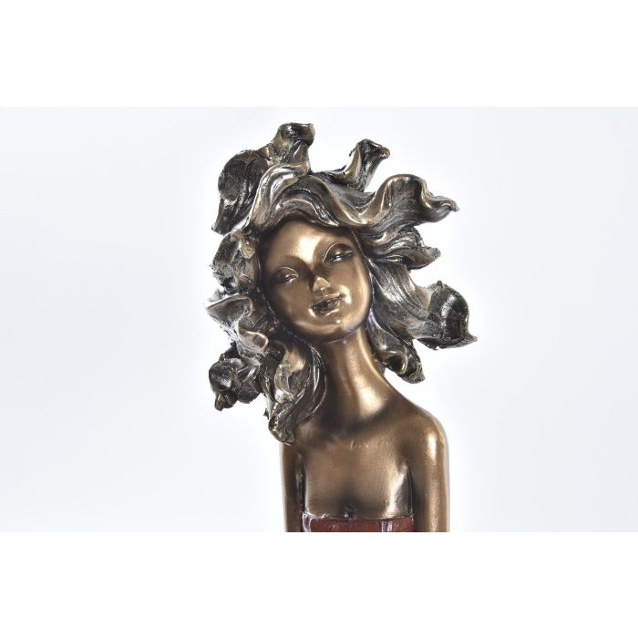 DKD Home Decor Figura Decorativa Moderna de Chica en Resina, Colores Dorado y Rojo, Pack de 2 Unidades – 9 x 23 x 20 cm 1