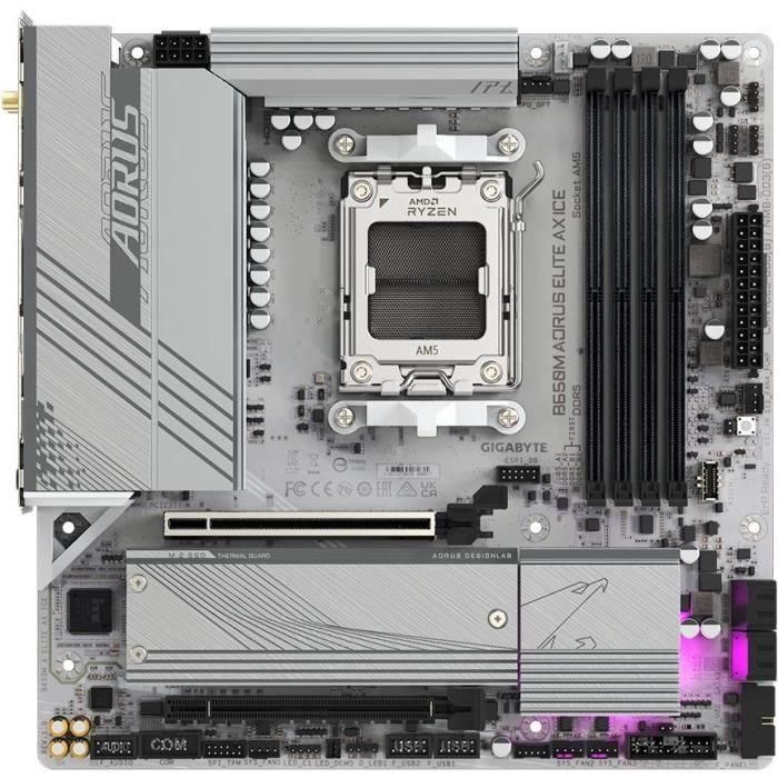 Gigabyte Placa base B650M AORUS ELITE AX ICE Micro ATX con Wi-Fi 6E y soporte DDR5 hasta 8000 MHz 1 Gigabyte Placa base B650M AORUS ELITE AX ICE Micro ATX con Wi-Fi 6E y soporte DDR5 hasta 8000 MHz 1