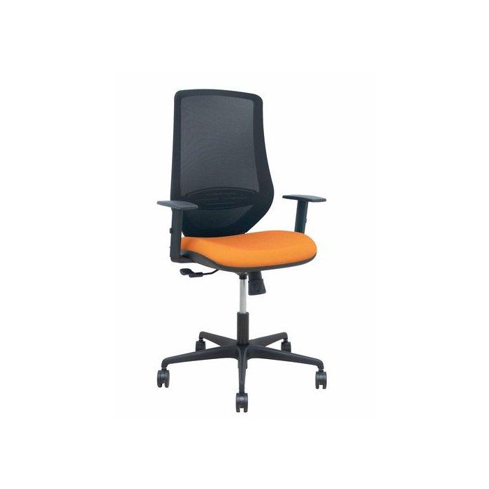 Silla Piqueras Y Crespo Mardos Brazos Regulables Ergonomica Mecanismo Basculante Respaldo Malla Negra Asiento Tapizado Bali Naranja
