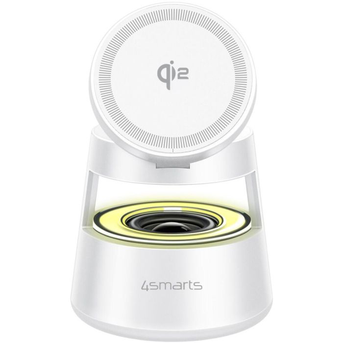 4smarts 541535 Cargador Inalámbrico Qi2 MagSafe Aura Sound Blanco para Smartphone/Auriculares/Reloj Smart