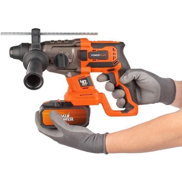 Hammer de broma inalámbrica 40V 5J SDS -Plus sin escobillas + 5 Accesorios - Dual Power PowDP15680 - Entregado sin batería o cargador 5 Hammer de broma inalámbrica 40V 5J SDS -Plus sin escobillas + 5 Accesorios - Dual Power PowDP15680 - Entregado sin batería o cargador 5