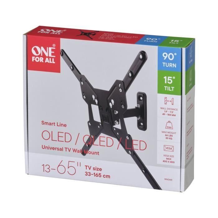 ONE FOR ALL WM2441 90 ° de inclinación y montaje de pared giratorio para TV de 33 a 140 cm (13-55) 1 ONE FOR ALL WM2441 90 ° de inclinación y montaje de pared giratorio para TV de 33 a 140 cm (13-55) 1