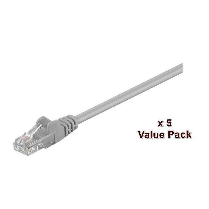 MicroConnect Cable de red CAT5e U/UTP plano de 15m gris VALUEPACK (5 unidades) para ahorrar espacio en racks y bajo alfombras