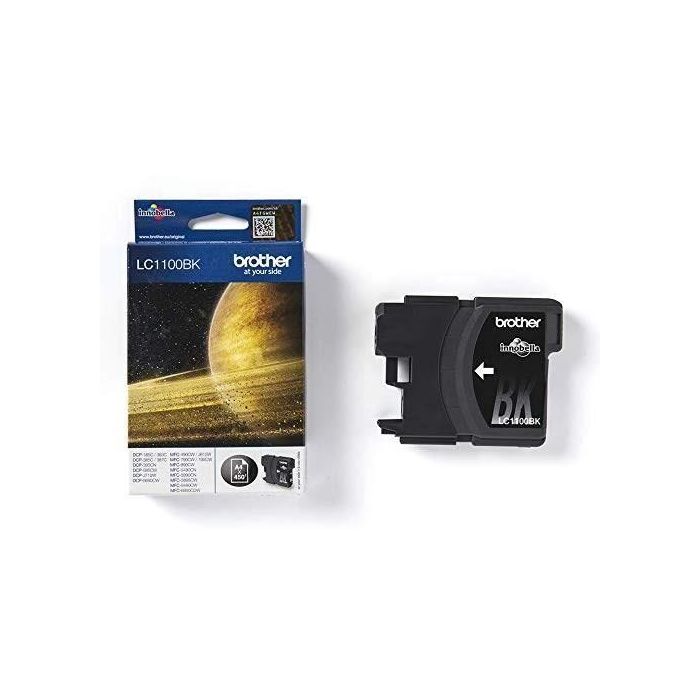 Brother LC1100BK Cartucho de tinta negra, 450 páginas. Compatible con Brother DCP-385C, J715W, MFC-490C, J615W. 1 Brother LC1100BK Cartucho de tinta negra, 450 páginas. Compatible con Brother DCP-385C, J715W, MFC-490C, J615W. 1