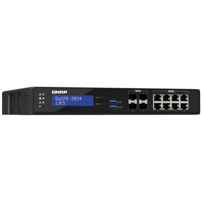 QNAP QuCPE-3034-C3758R-16G Intel Atom C3758R 8x2.5GbE RJ45 ports and 4x10GbE SFP+ ports 2xM.2 2280 NVMe slot 60W PS units 4 QNAP QuCPE-3034-C3758R-16G Intel Atom C3758R 8x2.5GbE RJ45 ports and 4x10GbE SFP+ ports 2xM.2 2280 NVMe slot 60W PS units 4