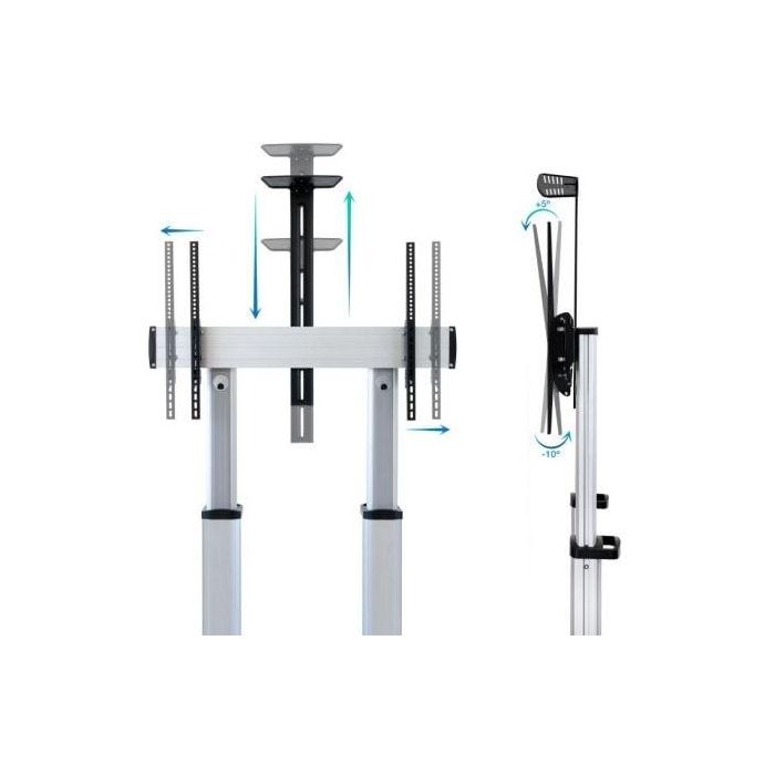 TooQ FS20300M-B Soporte de Suelo con Ruedas para TV 60-100" Inclinable Ajustable 1200-1650mm hasta 100kg VESA 1000x600 Plata 2 TooQ FS20300M-B Soporte de Suelo con Ruedas para TV 60-100" Inclinable Ajustable 1200-1650mm hasta 100kg VESA 1000x600 Plata 2