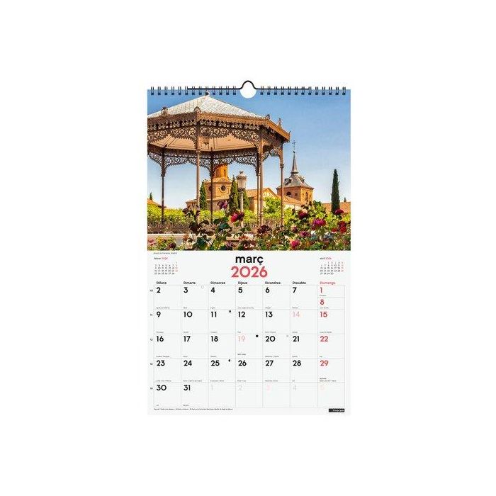 Calendari (2026) Catalan Finocam Paret Espiral Imatges Mensual Per Escriure 250X400 Ciutats
