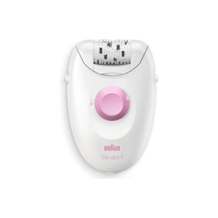 Braun 1-010 Depiladora Eléctrica Silk-épil 1, 20 Pinzas MicroGrip, 2 Velocidades, para Pelo Corto, Rosa y Blanco 1