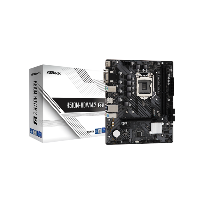 Placa ASRock H510M-Hdv/M.2 Se,Intel,1200,H470,2Ddr4,64Gb,Vga+Dvi+Hdmi,Gblan,4Sata3,6Usb3.2+M.2,Matx