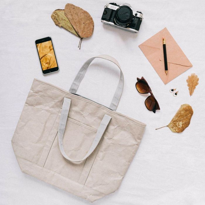 Bolsa de Compras KSIX Gris Poliéster papel kraft 2 Bolsa de Compras KSIX Gris Poliéster papel kraft 2