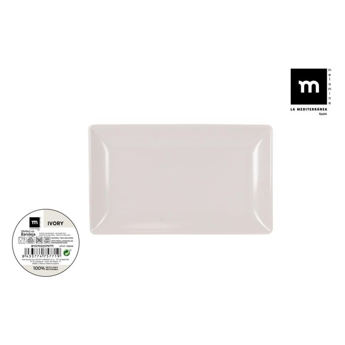 Bandeja de Melamina Ivory 25x15x2 cm - La Mediterranea (12 Unidades) Bandeja de Melamina Ivory 25x15x2 cm - La Mediterranea (12 Unidades)