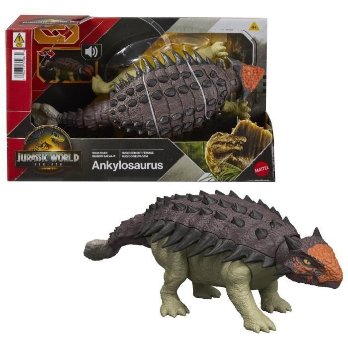 Mattel Jurassic World Jgb90 Dinosaurio Wild Roar Euoplocephalus con Sonido y Ataque Cabeza Móvil - 24 cm 1