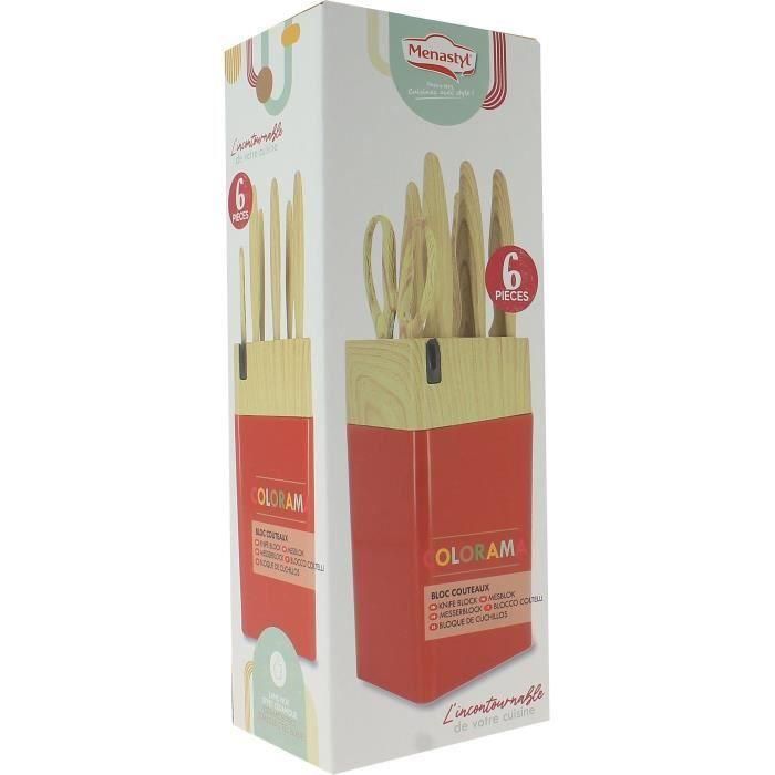 Bloque de cuchillos de 6 piezas - MENASTYL - 5041061 - Hoja de cerámica - Polipropileno - Magenta 1 Bloque de cuchillos de 6 piezas - MENASTYL - 5041061 - Hoja de cerámica - Polipropileno - Magenta 1