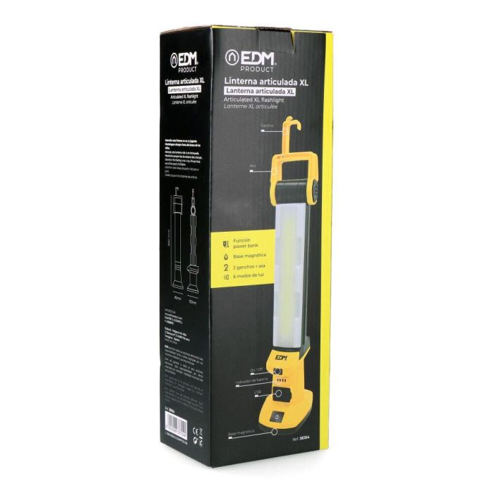 Edm Lámpara articulada XL 20W 1500lm, con brazo giratorio, base magnética, función power bank y batería 4400mAh 4 Edm Lámpara articulada XL 20W 1500lm, con brazo giratorio, base magnética, función power bank y batería 4400mAh 4