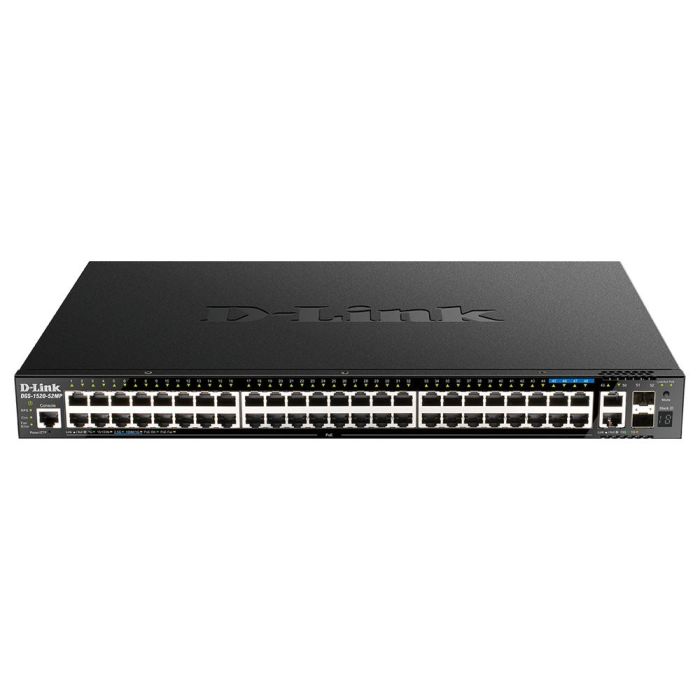 D-Link Switch Gestionado L3 DGS-1520-52MP, 44 Puertos Gigabit, 4 Puertos 2.5G, 2 Puertos 10G, 2 SFP+, PoE+, Apilable, 1U 1