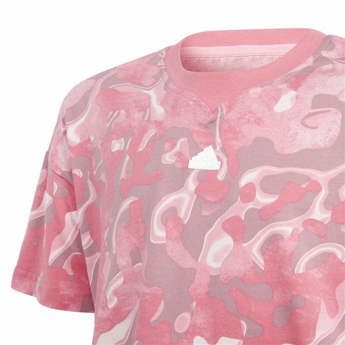 Camiseta de Manga Corta Infantil Adidas Jg Fi Aop Rosa 3