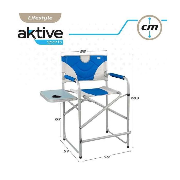 Silla plegable XL de director acero con bolsillo y mesita auxiliar 58x57x103cm 2 Silla plegable XL de director acero con bolsillo y mesita auxiliar 58x57x103cm 2