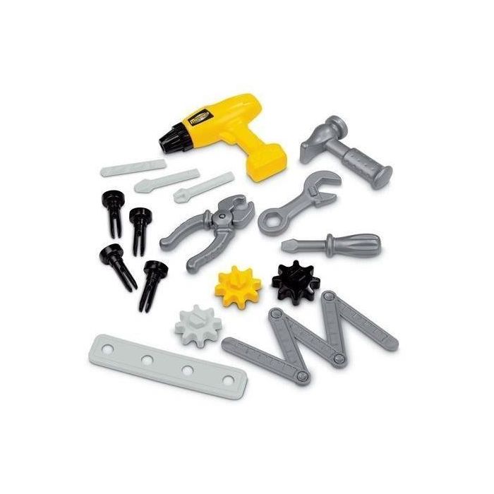 Ecoiffier Carro mecánico de herramientas, completo con 19 piezas, tornillo de banco funcional y tapa base de juego, a partir de 18 meses 1