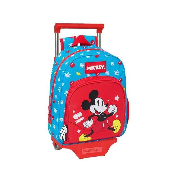 Mochila Escolar con Ruedas Mickey Mouse Clubhouse Fantastic Azul Rojo 28 x 34 x 10 cm