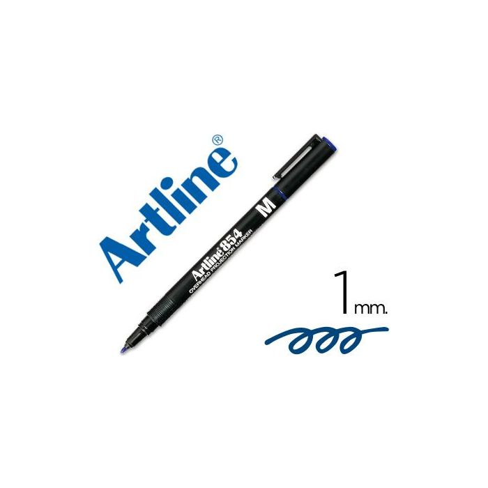 Rotulador Artline Retroproyeccion Punta Fibra Permanente Ek-854 Azul -Punta Redonda 1 mm 12 unidades