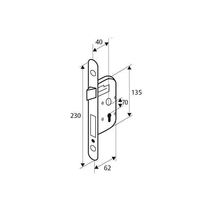 Yale Y50R-A40/B Cerradura empotrable con orificio para cilindro, Eje 40 mm, Caja 135 mm, Pestillo reversible, Cabeza redonda - Blanco 2