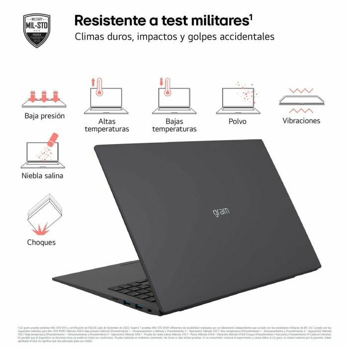 LG Gram 17Z90S-G.AA79B Portátil 17" WQXGA IPS Intel Core Ultra 7, 16GB RAM, 1TB SSD, Windows 11, Ultra-ligero, 21.5h batería 2